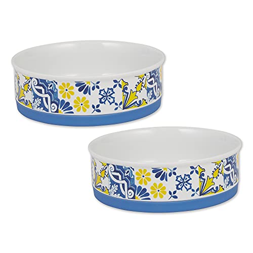 Bone Dry Ceramic Pet Collection Portuguese, Large Set, 7.5x2.4, Azulejos Tile, 2 Piece