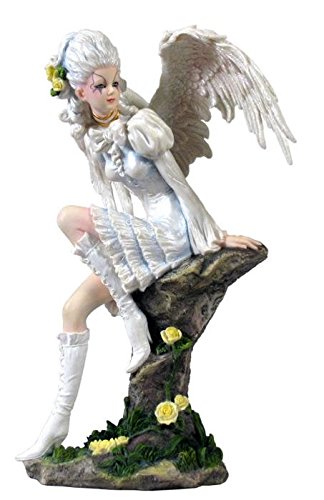 Unicorn Studio 9.5 Inch Fairy Figure in Ruffles Sits on Rock Decor Display Myth Gift