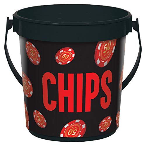 Amscan 260206 Casino Chip Bucket, 4 7/8" x 4 3/8" Dia, Black