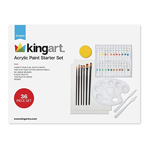 KINGART Studio Acrylic Paint Starter Art Set, 36 Unique Pieces Variety