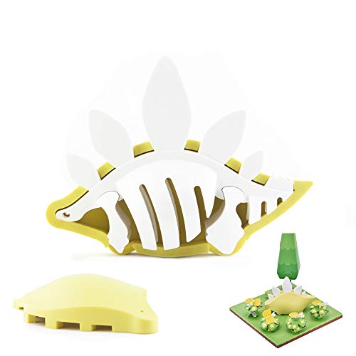 HALFTOYS Dinosaur Toy Puzzle with Magnets and Paper Dioramas, Stego
