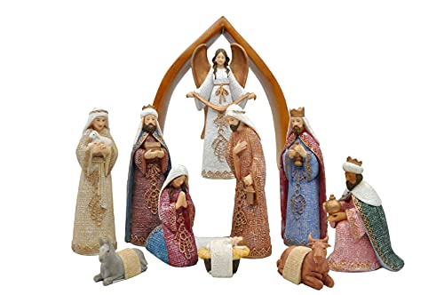 Comfy Hour The Story of Jesus Nativity Scene Collection Baby Jesus Holy Family with Angel Christmas Nativity Scene Figurine, Set of 11 Pieces, Perfect for Christmas, Polyresin