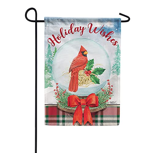 Carson Garden Flag - Cardinal Snow Globe, Dura Soft Double Sided Garden Flag, 12.5x 18 Inch Outdoor Yard Decorative Flag