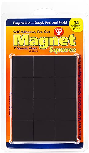 Hygloss Products, Inc 1 Inch 24 pcs 1 Self-Adhesive Magnet Squares, Piece