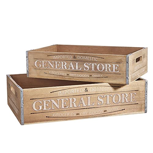 RAZ Imports General Store Crates, 18 inches, Set of 2