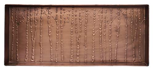 Larry Traverso Birch Forest Pattern Metal Boot Storage Tray, 30 x 13 inches, Antique Copper Finish