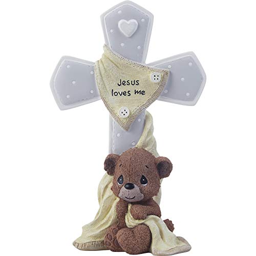 Precious Moments 203104 Jesus Loves Me Bear Resin Cross, Multicolor