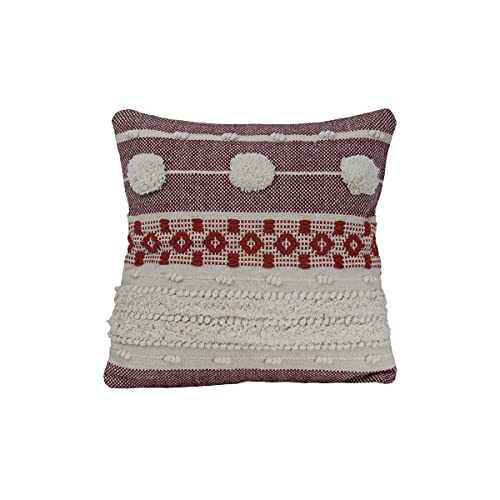 Foreside Home & Garden Multicolor Striped Hand Woven 20x20 Cotton Decorative Throw Pillow with Pulled Yarn Accents, 20 x 20 x 5, Multi