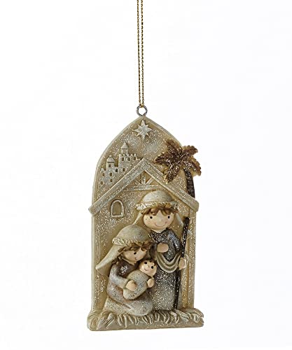 Giftcraft 666478 Christmas Holy Family Ornament, 3.9 inch, Poly Resin and Stone Powder