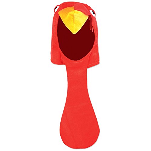 Beistle Plush Turkey Head Hat Thanksgiving Party Supplies, Fall Decorations, Halloween Costume Accessory, One Size, Red/Yellow/Black/White