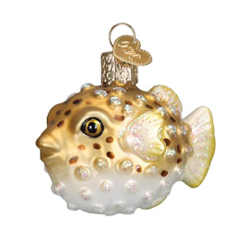 Old World Christmas Fish Collection Glass Blown Ornaments for Christmas Tree Pufferfish