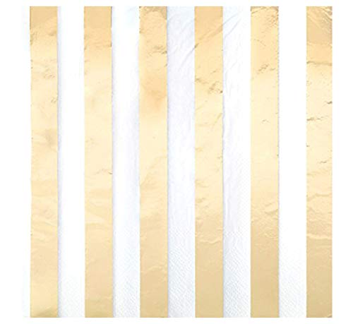Unique Industries Foil Gold Striped Luncheon Napkins, 16ct