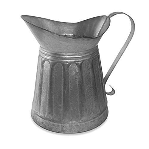 Colonial Tin Works 530042 CTW Metal Milk Pitcher Rustic Farmhouse Decor, Steel, 12-inch Height, one size, Galvanized Silver