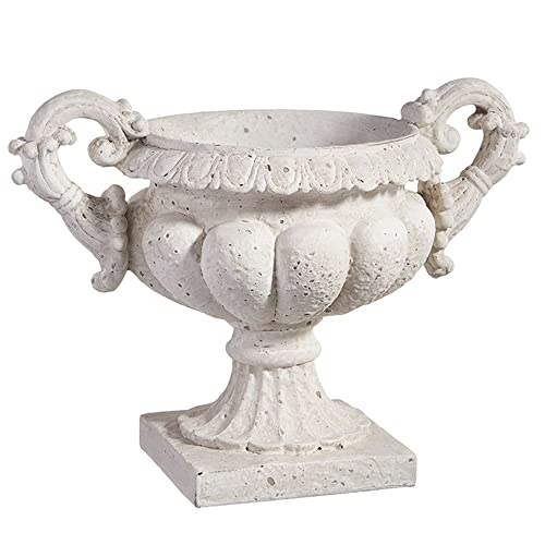 RAZ Imports Stone Finish Scroll Handled Urn, 13.25 inches