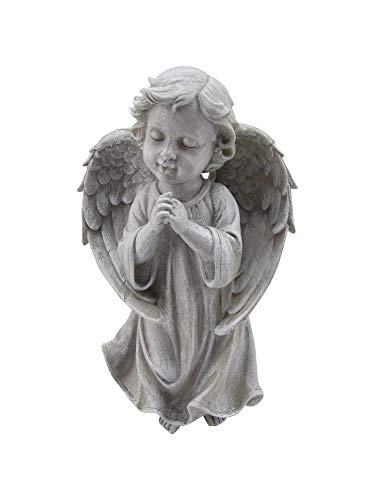 Comfy Hour Faith and Hope Collection Resin 12"  Peaceful Cherub Praying Angel Figurine, Gray
