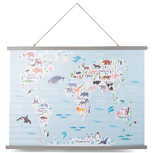 Ganz Midwest-CBK Animal World Map Rolled Canvas Wall Decor