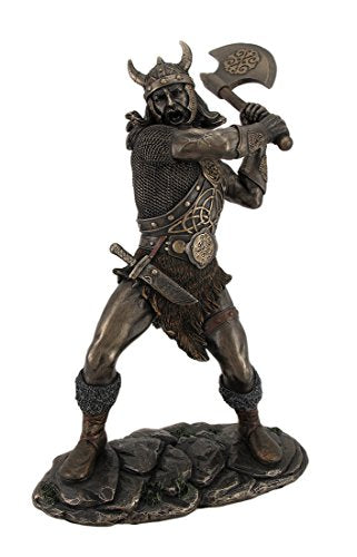 Unicorn Studio Bronze Finish Viking Warrior Wielding Ax Statue Sculpture