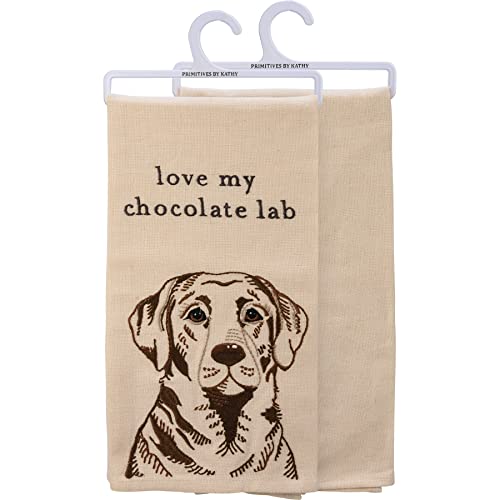 Primitives by Kathy 113202 Kitchen Towel I Love My Chocolate Lab, 28-inch, Cotton