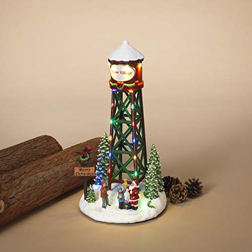 Gerson 2485860 Lighted Holiday Water Tower, 11.8" H