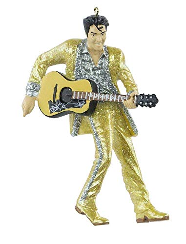 Kurt Adler Elvis Presley in Gold Suit Holding Guitar Christmas Ornament