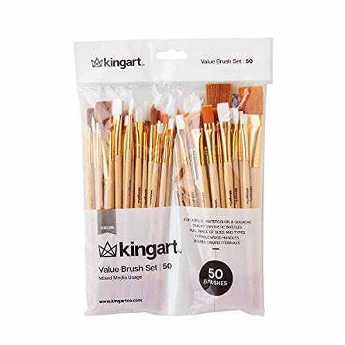 KingArt Mixed Media Value Paint Brush Set, 50 ea