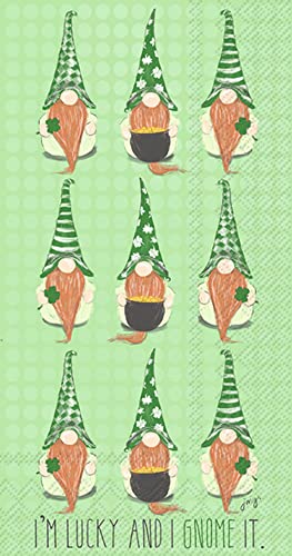 Boston International IHR 3-Ply Paper Napkins Everyday Designs, 16-Count Guest Size, Lucky Gnomes