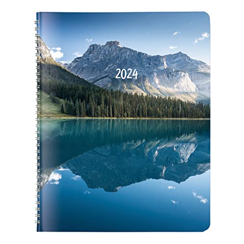 Rediform Brownline Mountain Monthly Planner 2023 with Twin Wire Binding and Mountain Design, 11-inch Height, Blue