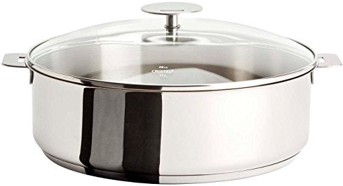 Cristel Multiply Stainless Steel Sautepan with Glass Lid and Removable Handle, 3.8 Quart