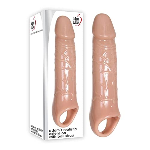 Evolved Adam & Eve Adam‚Äôs Realistic Penis Extension with Ball Strap, Flesh | 9‚Äù Long Waterproof TPE Penis Extender | Compatible with Water Based Lube