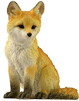 Unicorn Studio 4.5 Inch Sitting Fox Cub Decorative Statue Figurine, Orange and White