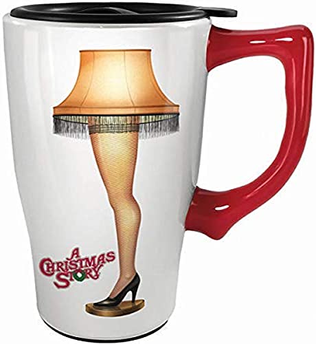 Spoontiques 12815 A A Christmas Story Leg Lamp Ceramic Travel Mug, 18 ounces, White