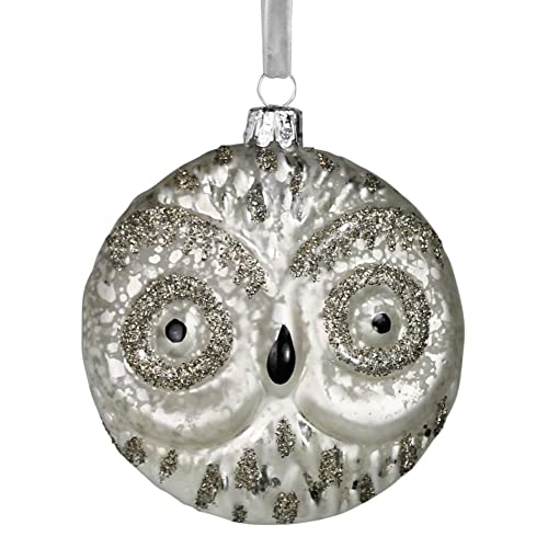 Homart 0338-5 Owl Face Ornament, 6-inch Height, Glass