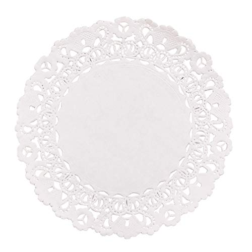 Hygloss Products, Inc 4" White doilies Round Paper Decorative, Lace Disposable-Food Grade Safe-4 Inches-36 Pack, 4-Inch, 36 Count