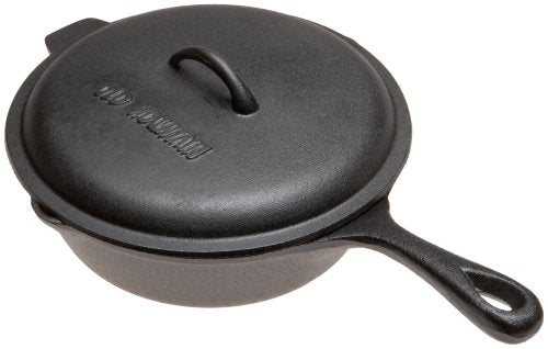 Old Mountain Pre Seasoned 10109 3 Quart Deep Fry Skillet with Assist Handle and Lid, 10 1/2 Inch x 3 Inch