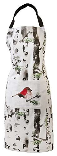 Boston International Cotton Kitchen Apron, 34 x 24-Inches, Bird in Birch