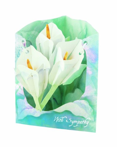 Boston International Santoro Interactive 3D Swing Greeting Card, Sympathy Watercolor Lilies