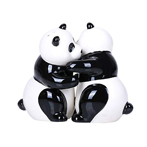 Pacific Trading Giftware Hugging Panda Magnetic Ceramic Salt and Pepper Shakers Set