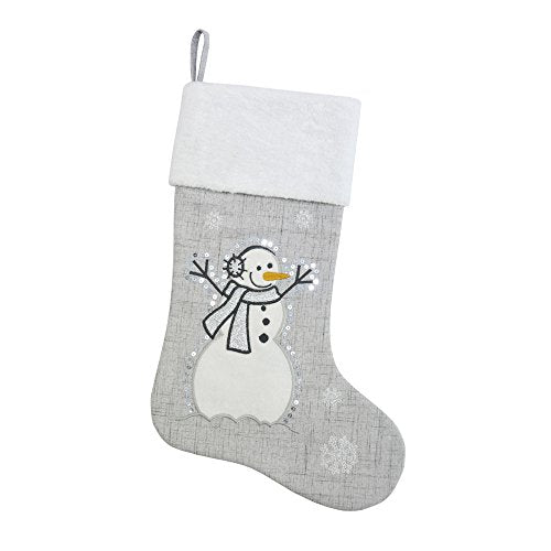 Comfy Hour Let It Snow Collection 20" Winter Christmas Snow Flake Snowman Wearing Scarf Stocking, Polyester