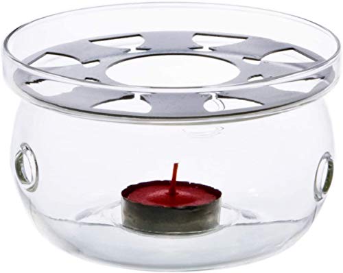 FMC Fuji Merchandise Tea Concept Glass Warmer with Stainless Steel Trivet (6"D Base)
