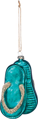 Primitives By Kathy 2.50 Inches x 3.50 Inches Glass Glitter Metal - Flip Flops Decorative Hanging Ornaments