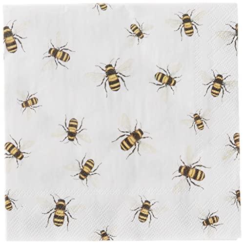 Boston International Celebrate the Home Spring 3-Ply Paper Cocktail Napkins, Save The Bees, 20-Count