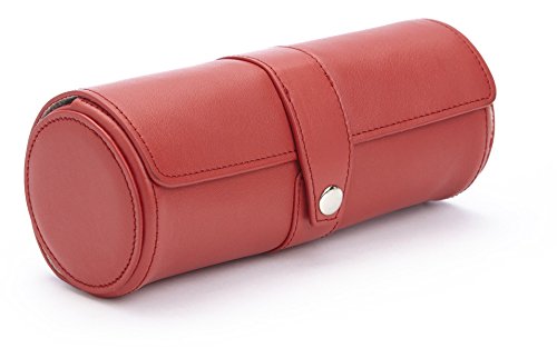 Royce Leather Genuine Leather Suede-Lined Handcrafted Luxury Travel Watch Storage Red