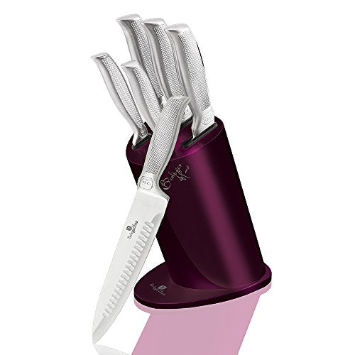 Berlinger Haus Kitchen Knife Set with Knife Block and Ergonomic Non-Slip Handles, 6 Pc. Set, Laser Cut Blade Sharpness, Chef Quality Stainless Steel| 6 Piece Set