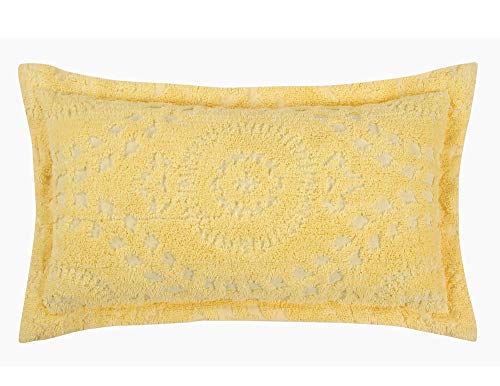 Better Trends Rio Collection is super soft and light weight in Floral Design 100 Percent Cotton Tufted Unique Luxurious Machine Washable Tumble Dry, King Sham, Yellow