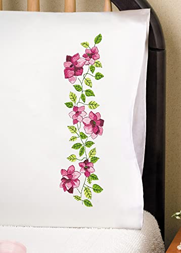 Design Works Crafts Pink Roses Stamped for Embroidery Pillowcases
