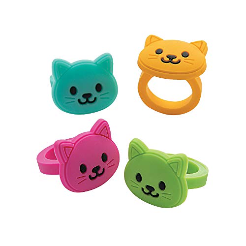 Fun Express CAT FACE RINGS - Jewelry - 12 Pieces