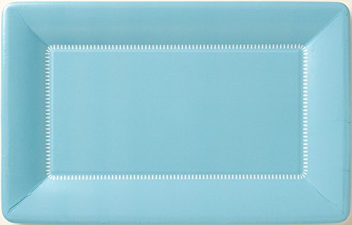 Boston International IHR Zing Rectangular Caf‚Äö√†√∂¬¨¬© Dinner Paper Plates, 12 x 7.5-Inches, Soft Blue, 8