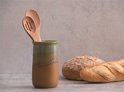 Transpac L0069 Stoneware Earthy Utensil Holder, 7.40-inch Height