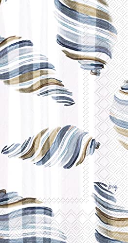 Boston International IHR Ideal Home Range 3-Ply Paper Napkins Coastal Nautical Beach Designs, 16-Count Guest Size, Stripey Shells