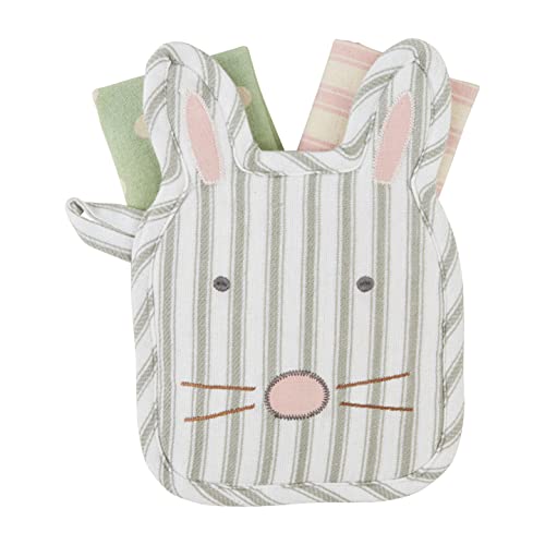 Mud Pie Bunny Face Pot Holder And Towel Set, 12-inch